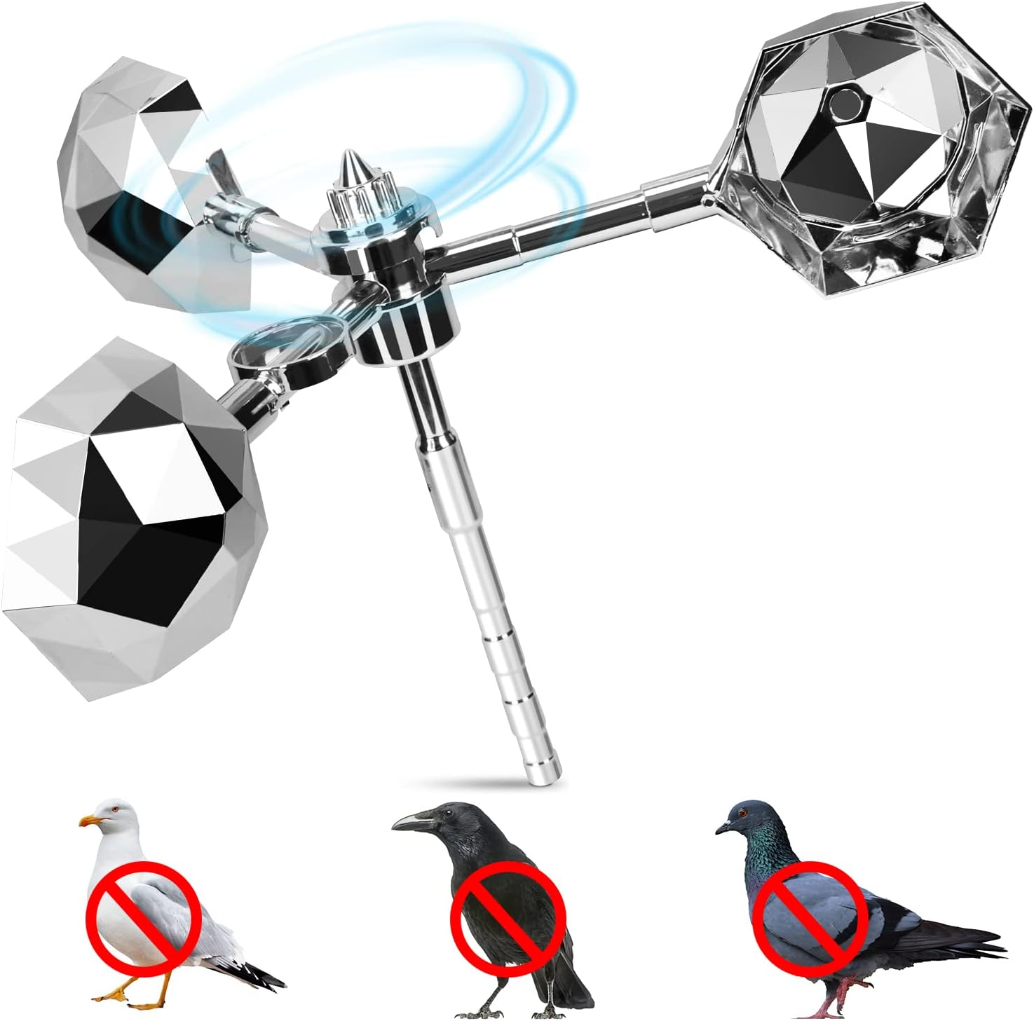 YIKEDAN Bird Deterrents for Outside, Bird Repellent Outdoor for Deterring Small Birds Pigeon, Bird Reflectors Spinning Wind Powered for Patio, Yard, Garden, Rooftop and Vegetable Gardens image number 6