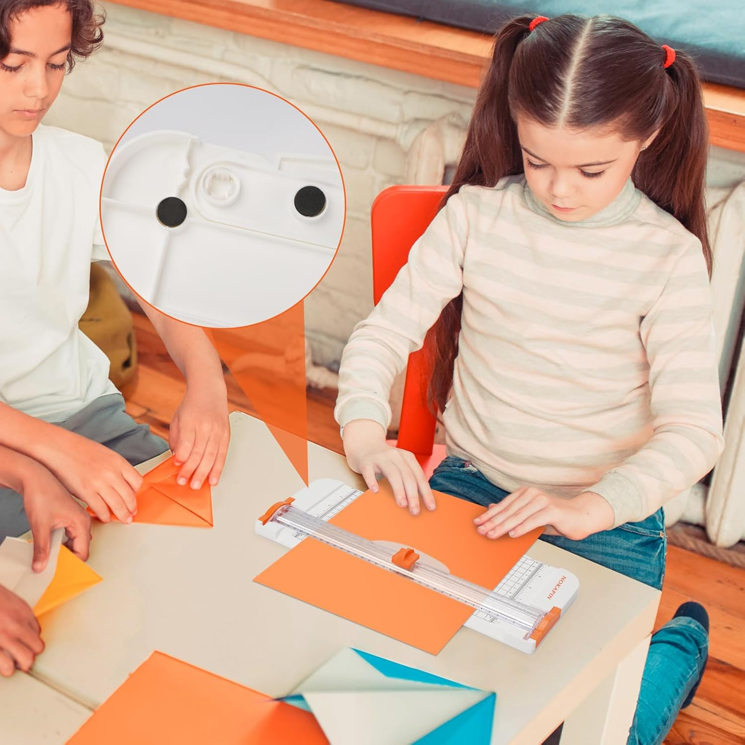 Paper Cutter, 12 Inch Guillotine Paper Trimmer A4 with Automatic Security Safeguard and Side Ruler for Coupon, Craft Paper and Photos (White), N-003 - Pink image number 4