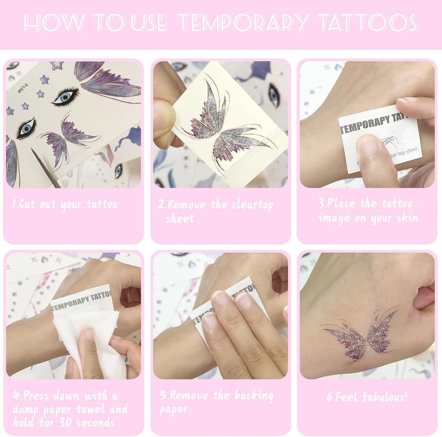 Itadaku 10 Sheets Christmas Face Temporary Tattoos, Cute Holiday Makeup Stickers for Adults, Christmas Party Gifts & Decorations image number 5