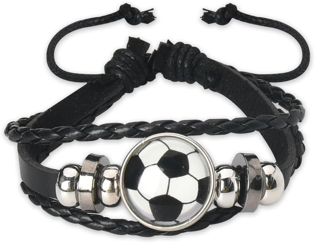 Sisadodo Soccer Basketball Bracelet for Son Daughter Graduation Birthday Gifts for Grandson Granddaughter Rugby Leather Bracelets image number 6