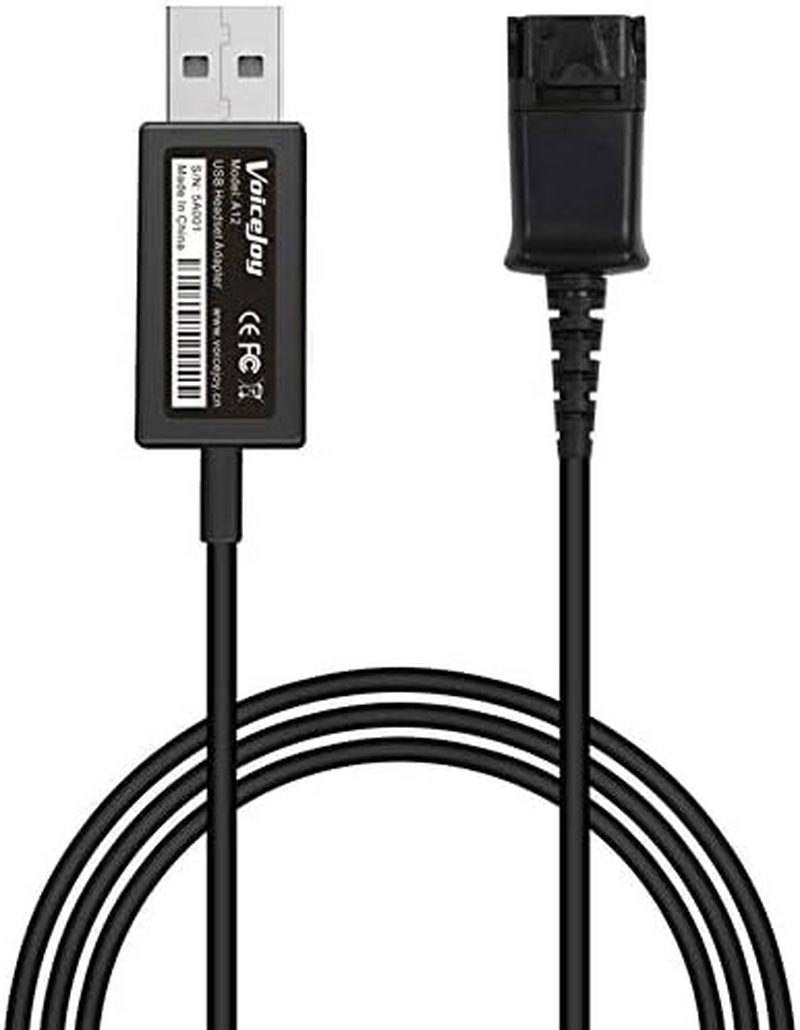 Call Center Office Headset Quick Disconnect QD Cable to USB Plug Adapter Compatible with Plantronics Headset QD Connector Plug to Any Computer Laptop VOIP Softphone image number 2