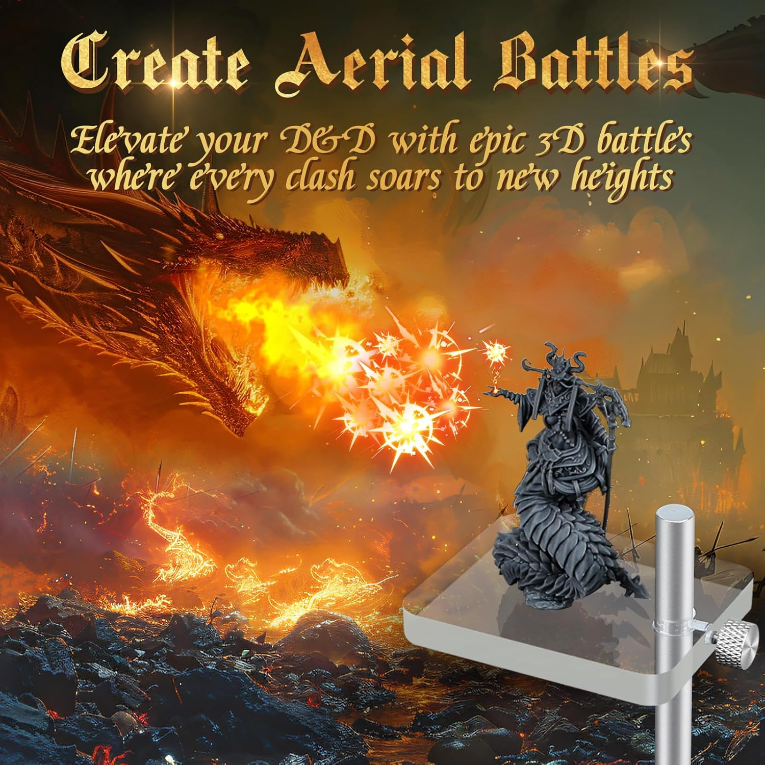 Byhoo 2 PCS DND Flying Miniatures Combat Risers, Adjustable Acrylic Platforms & Flight Stands for Epic Battles, Versatile DND Miniatures Display Risers, Essential DM Supplies & RPG Accessories image number 6