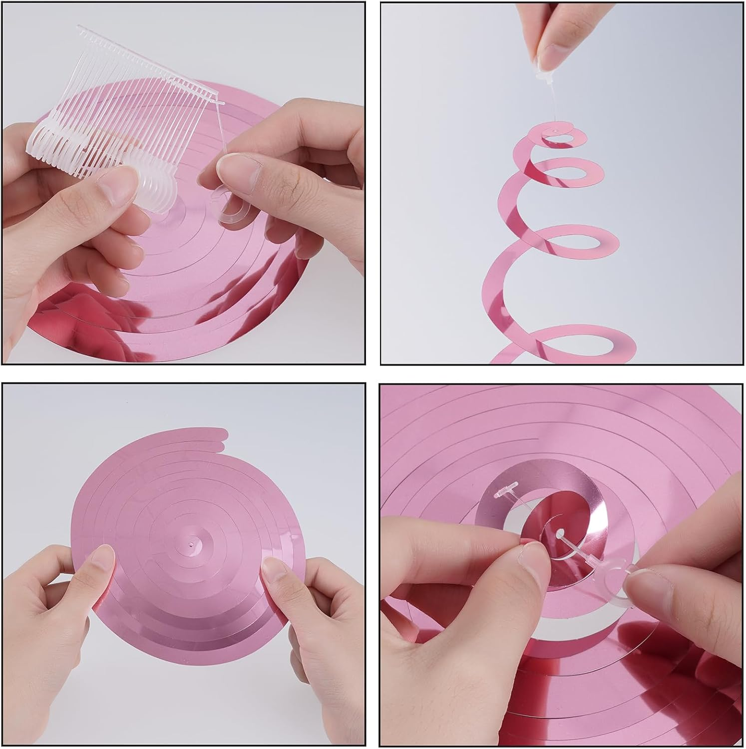 OJIOUI 28Pack Colorful Ceiling Swirl Foil Decorations Hanging Plastic Streamer Themed Swirl Party Decoration for Wedding Birthday Graduation Wedding Celebration Baby Shower Party (Pink)