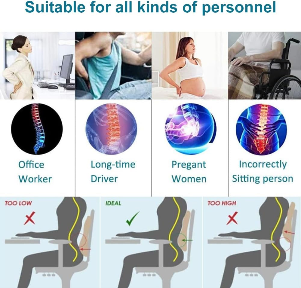 Ergonomic Lumbar Support Cushion, Memory Foam Back Support for Car Seat Office Chair Gaming Chair, Backrest with Breathable 3D Mesh Cover & Dual Adjustable Straps (Black) image number 2