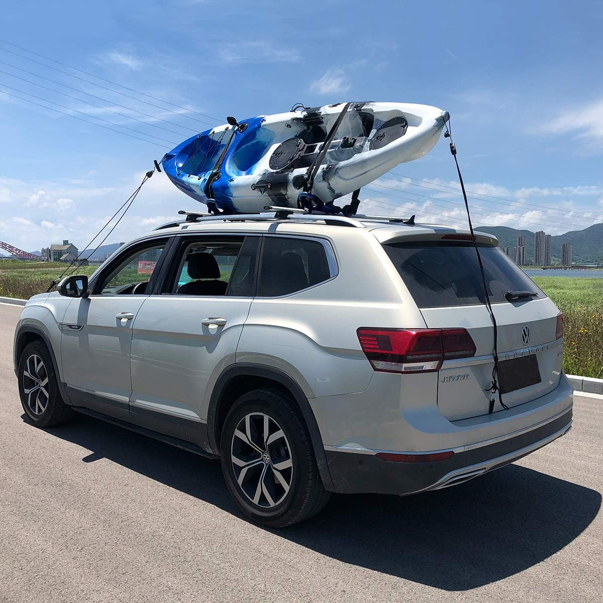 Kayak Roof Rack, J-Style Folding Kayak Racks for Car SUV Roof Rack-Blue image number 3