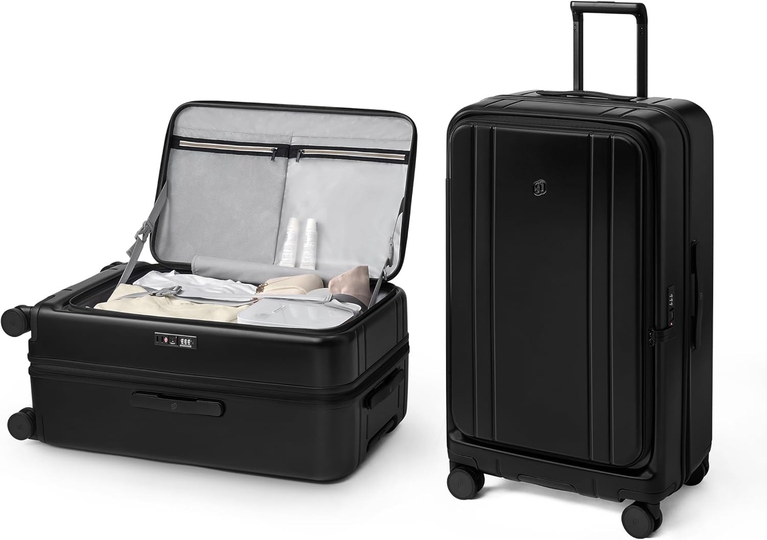 NINETYGO Carry on Luggage 22X14X9 Airline Approved, Flat Top Opening 20 Inch Suitcase, PC Hard Shell, TSA Lock, 360&deg; Spinner Wheels, 03-Purple, Checked 28-Inch