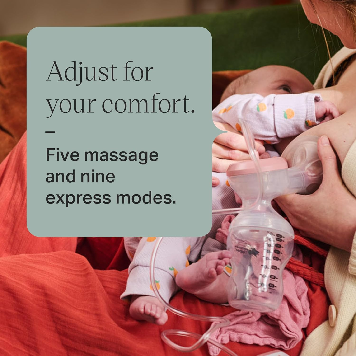 Tommee Tippee Made for Me Single Electric Breast Pump, Strong Suction, Soft Feel, USB Rechargeable, Quiet, Portable, Express Modes, Baby Bottle Included image number 3