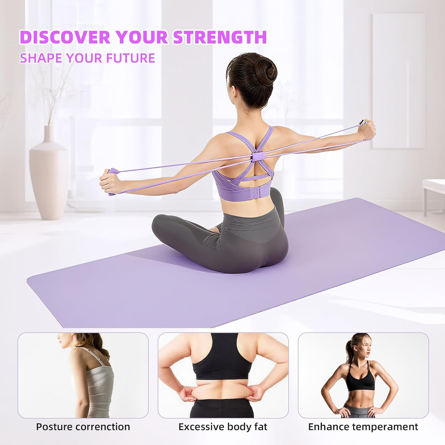 Pilates Ball Ring Home Kit Set - Yoga Essential Equipment Including Pilates Circle, 2 Silicone Resistance Bands, Mini Yoga Ball and Back Opener Rope