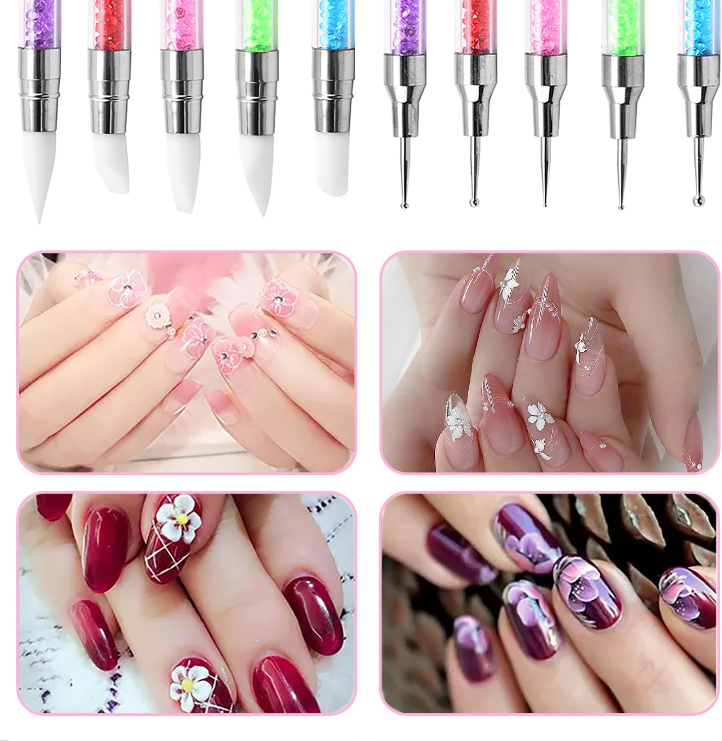 Icovalescent 5 Pieces Gel Nail Brushes, Nail Art Brushes Gel Sculpture Pen Pencil Tool for Nail Art Design Decoration Kit image number 3