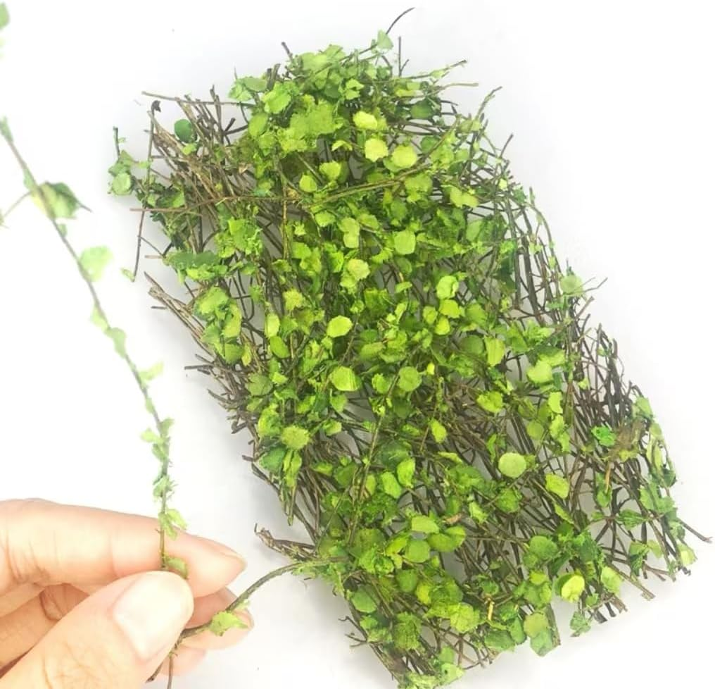 Miniature Vine Vegetation for DIY Model Trees Basing Material Kit, Realistic Miniature Leaves Simulation Leavesfor Train Landscape Railway Artificial Grass Modeling (Light Green)