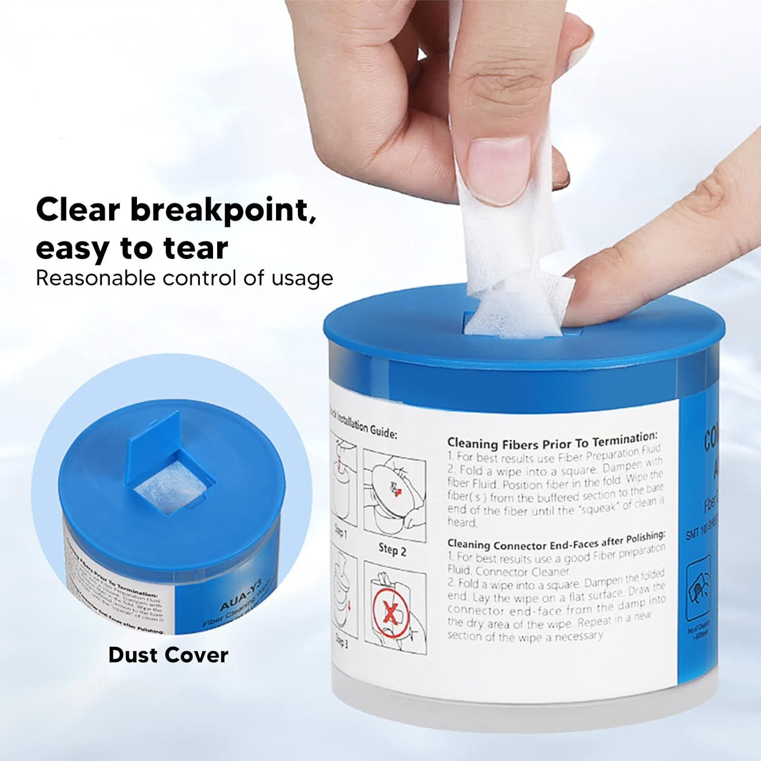Fiber Optic Cleaning Wipes, 100 Pcs per Box Dust Free Paper Connector Cleaner Optical Cable Clean Tools Wipes Lint Cloth Dispenser Wet Dry Use Easy Tearing Electrical Industrial Precise Instrument image number 6