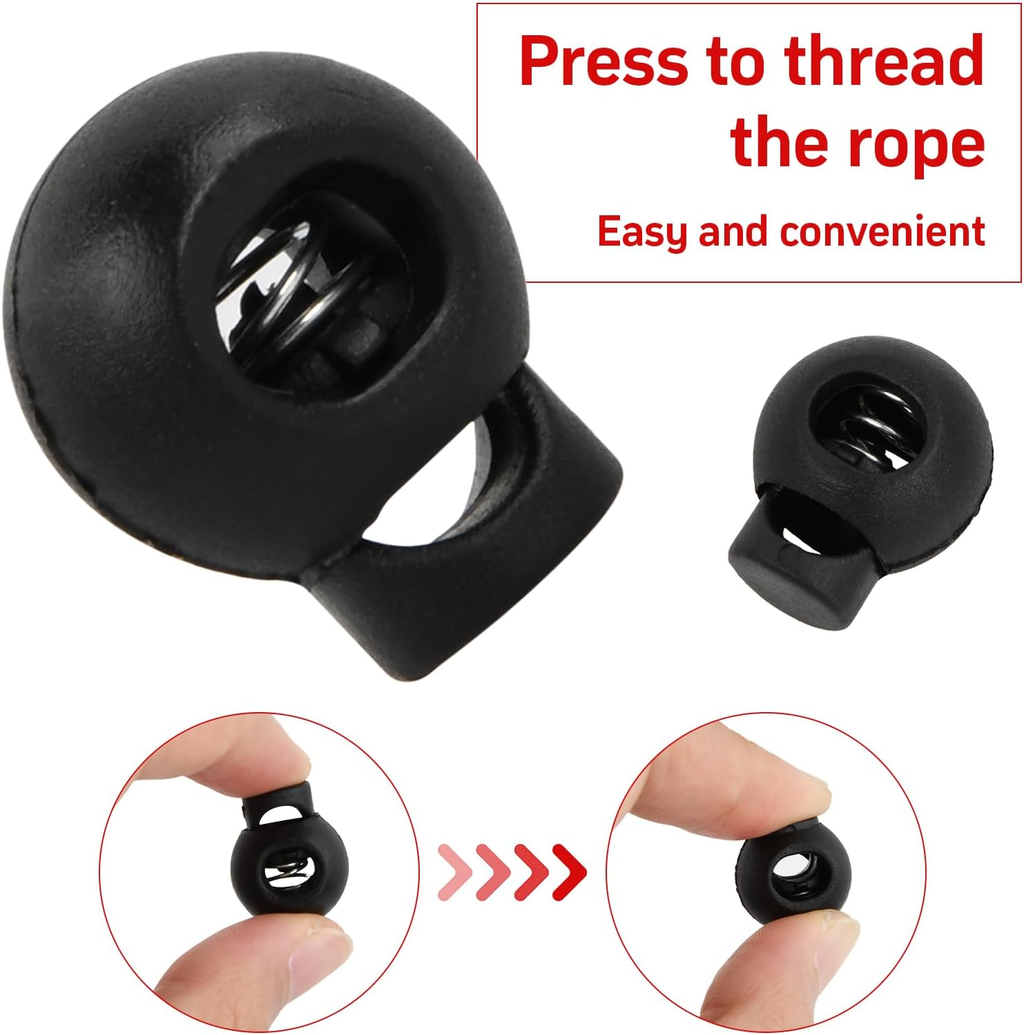 10Pcs Toggles Cord Adjusters, Black Toggles for Drawstrings, Drawstring Spring Toggles, Plastic Toggles for Cord, Single Hole Spring Cord Locks, round Toggles for Shoelaces, Clothing, Backpack,Luggage