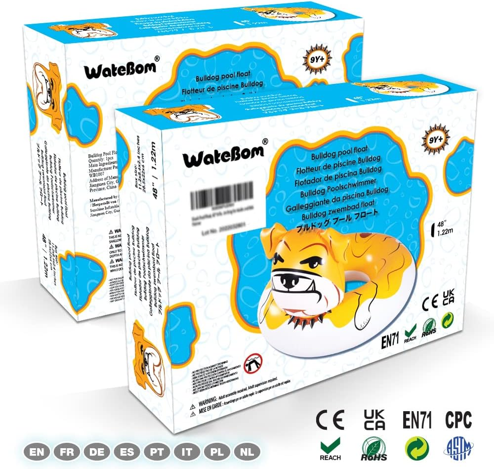 Bulldog Float, 53 Inches Giant Inflatable Pool Float Tube for Party, Summer Fun Pool Toys for Adults and Kids image number 3