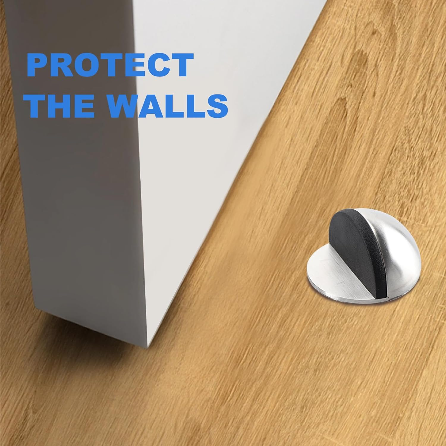 4 Pcs Self Adhesive Door Stoppers, Oval Stainless Steel Door Stops, Polished Magnetic Door Stops for Hard Floors, Glass Doors and Protective Walls(Silver) image number 2