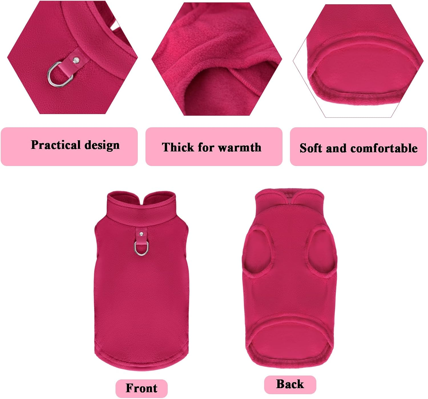 4 Pcs Dog Fleece Vest Sweater Winter Warm Dog Sleeveless Jacket Soft Pullover Fleece Cold Weather Coat Hoodie with D-Ring Leash for Small Medium Dogs Unisex image number 4