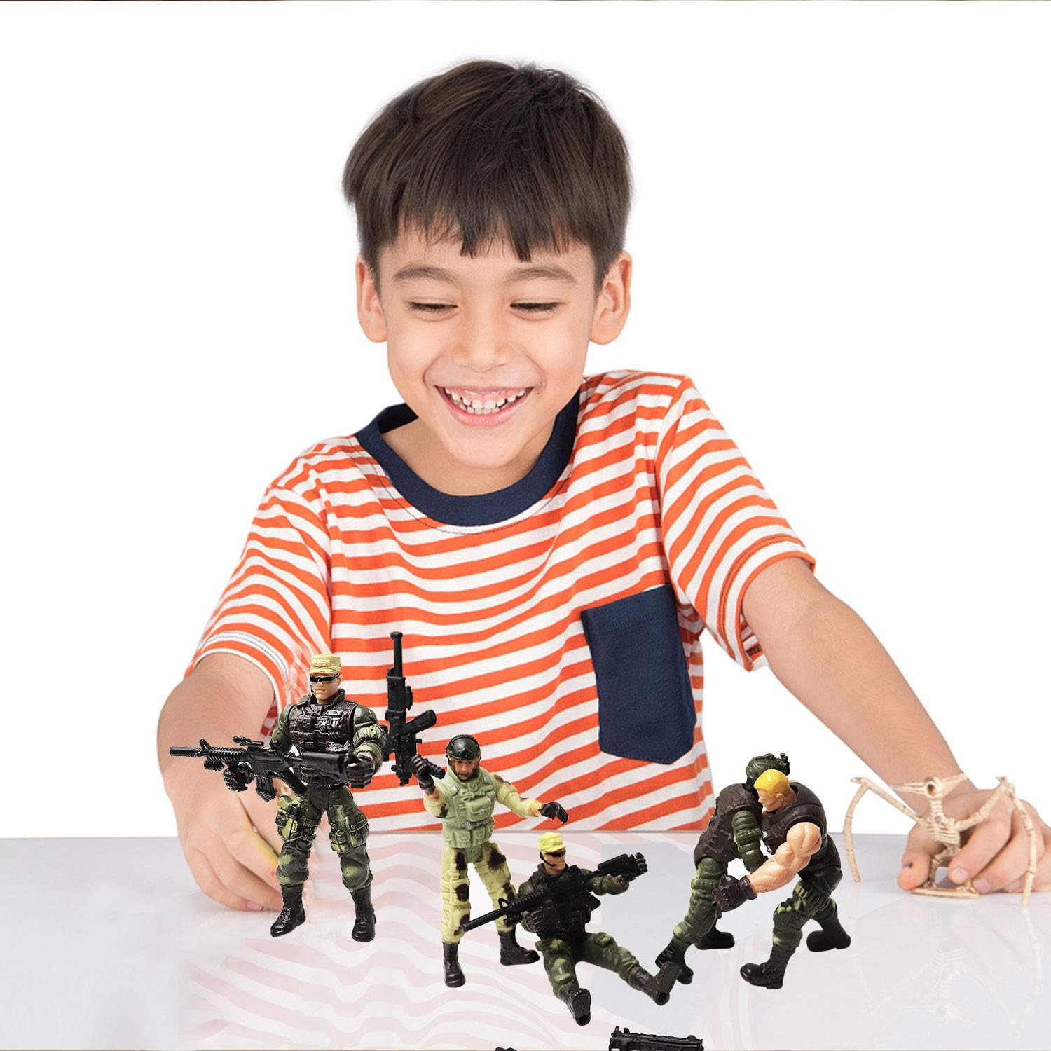 HAPTIME Soldier Figure Toy Army Men with Weapon / Military Action Figures Playset Special Force, Set of 6 (Each 3.75 Inch Tall) (SWAT) image number 2