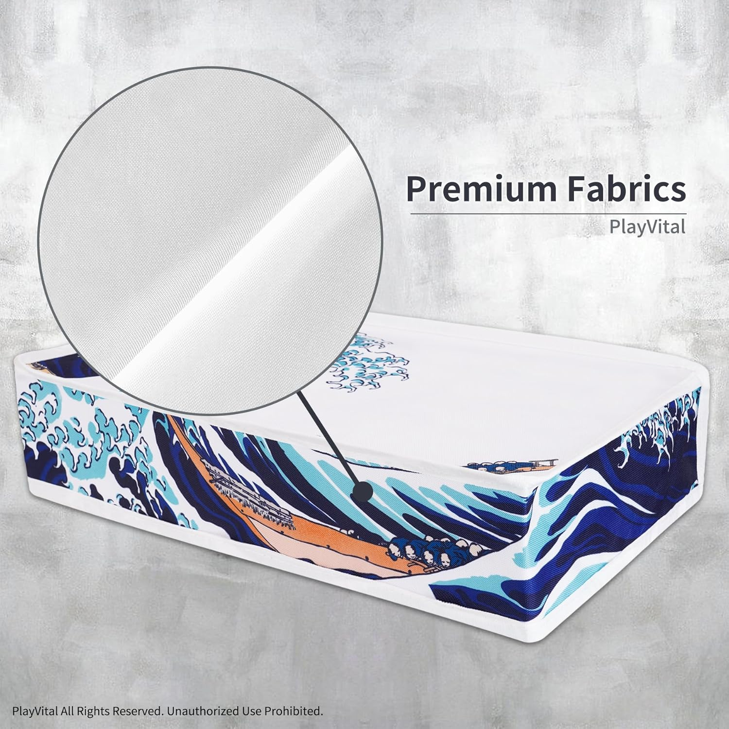 Playvital Horizontal Dust Cover for Ps5 Slim Digital Edition(The New Smaller Design), Nylon Dust Proof Protector Waterproof Cover Sleeve for Ps5 Slim Console - the Great Wave image number 1
