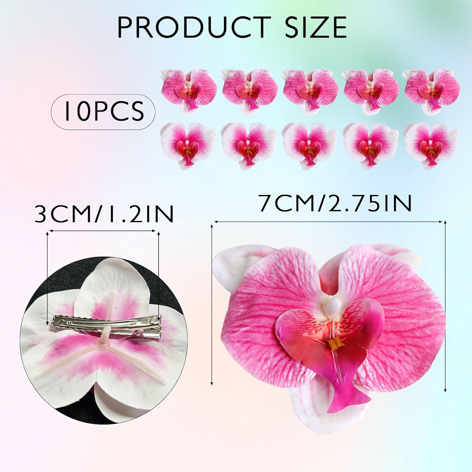 SAIIURV Pack of 10 Pink Flowers Hair Clips, Orchid Artificial Flowers, Hairpin, Women'S Bohemian Hair Flower, Hair Clips, Hair Accessories, Decorations, Hair Accessories for Women, Girls, Summer image number 1
