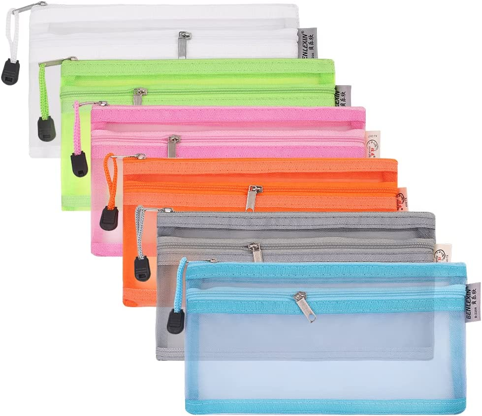 A6 Zipper Pouch Set of Mesh Zipper Bags Clear Zipper Pouch Small Organizer Bag Zipper Folder Bag Cosmetic Bags Travel Storage Bags Colours&hellip; (Colorful) image number 4