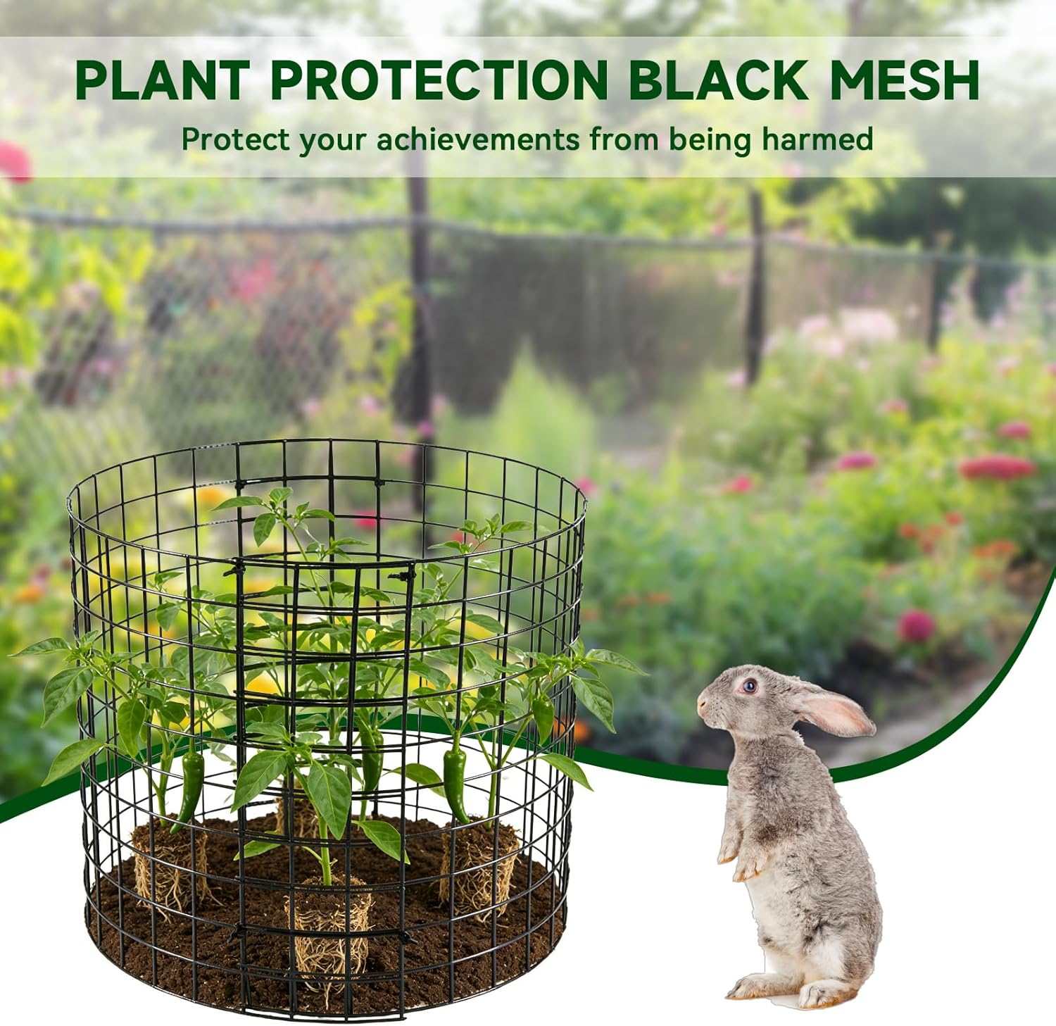 15 PCS 30Cm X 30Cm Garden Cloche Plant Metal, Plant Animal Protection Barrier with Ground Stakes & Nylon Ties, Garden Rabbit Fence for Vegetable Patch Fruit Cage image number 5