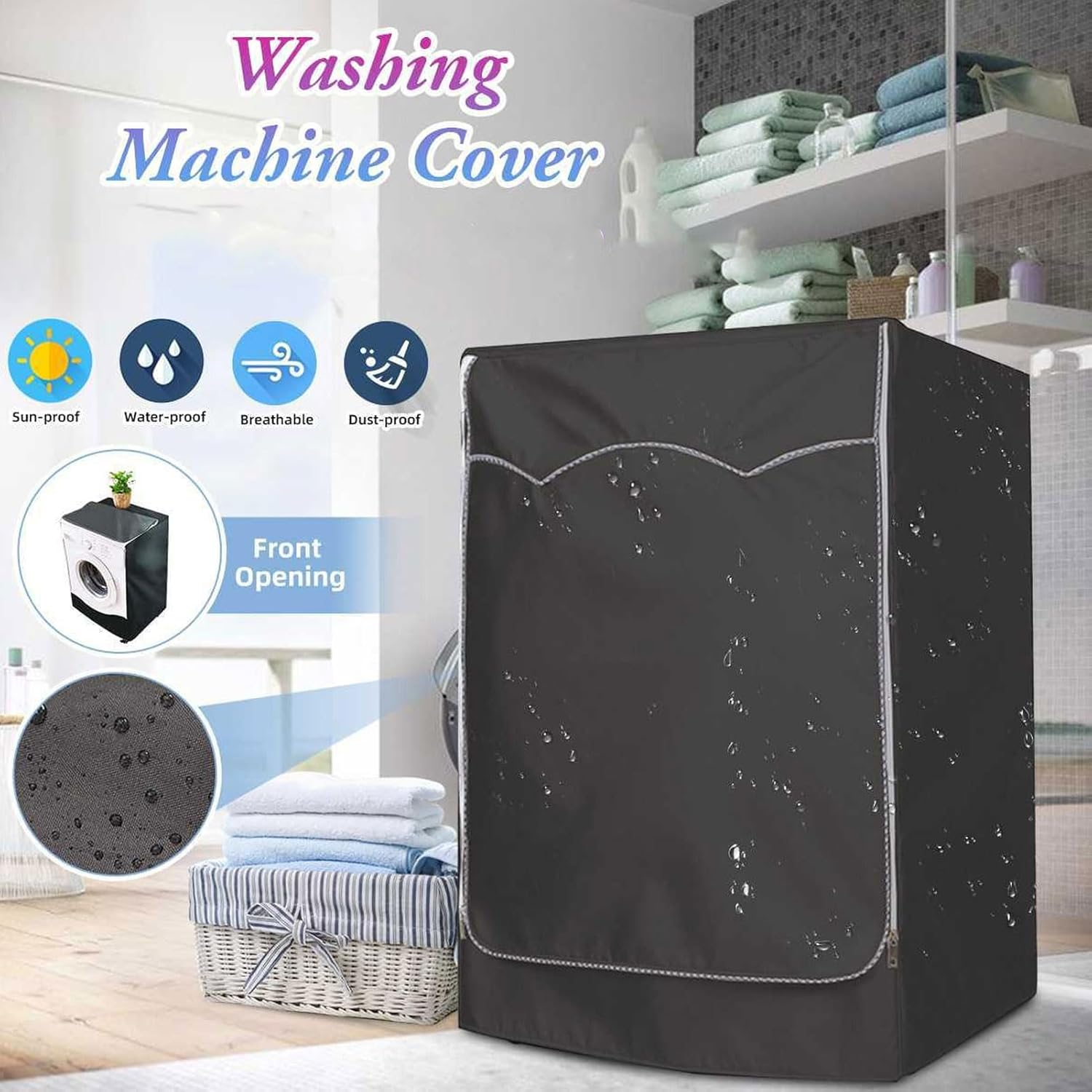 Washer and Dryer Covers for outside Washing Machine Cover for Outside, Durable Washing Machine Cover for All Seasons, 63 X 68 X 100 Cm Household Appliances image number 1