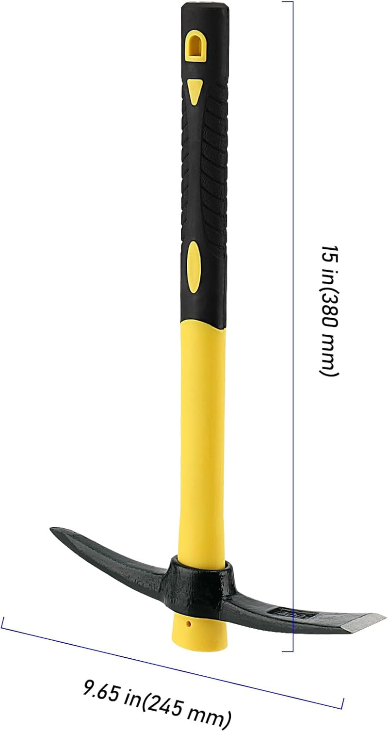 ZEONHEI Large Garden Pickaxe with Steel Forged Head and Plastic-Coated Fibreglass Handle (38 Cm), Pickaxe Robust Flat Hoe Combination Hoe, Ideal for Gardening, Camping image number 5