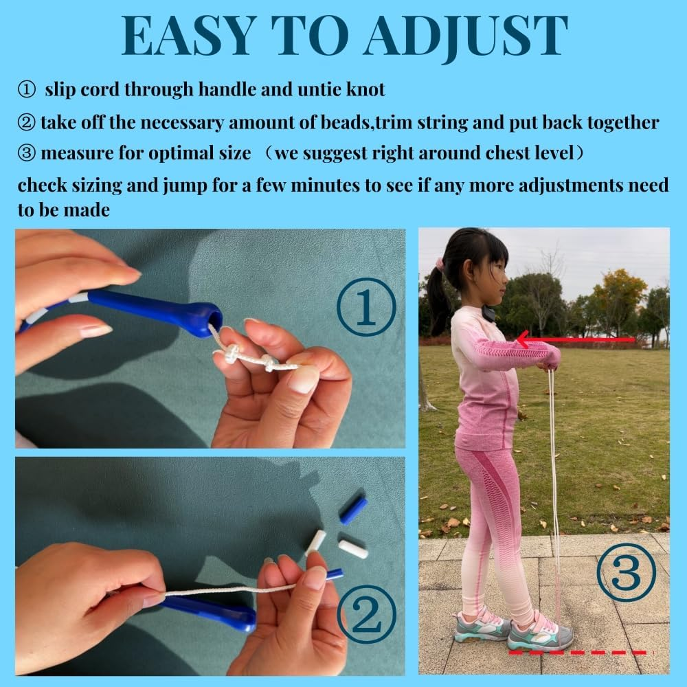 Experience Smooth and Adjustable Jumping with the IDOU Beaded Jump Rope - Unbreakable Handles, Tangle-Free Rotation, and Customizable Length. the Ultimate Fitness Companion! image number 5