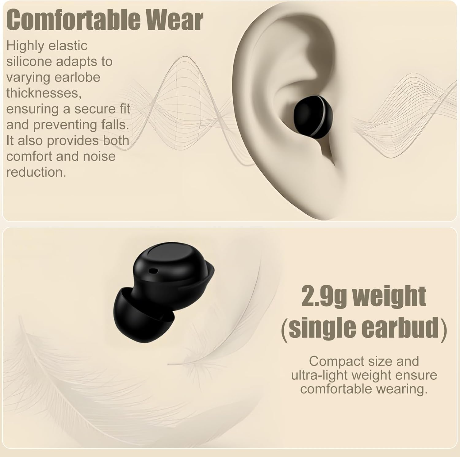 7JI Bluetooth Headphones, Wireless Bluetooth 5.4, In-Ear Mini Earphones, LED Display, IPX4 Waterproof Wireless Headphones with ENC Noise Cancelling Mics