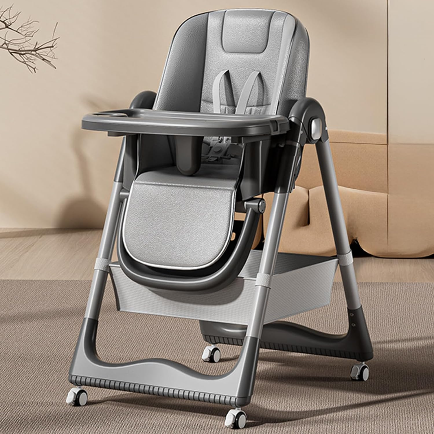 4 in 1 Baby High Chair for Dining & Feeding &ndash; Adjustable Toddler Highchair with 4 Wheels, Foldable & Portable Design, Bpa-Free Tray, Safe 5-Point Harness, Suitable for 6 Months to 6 Years image number 2