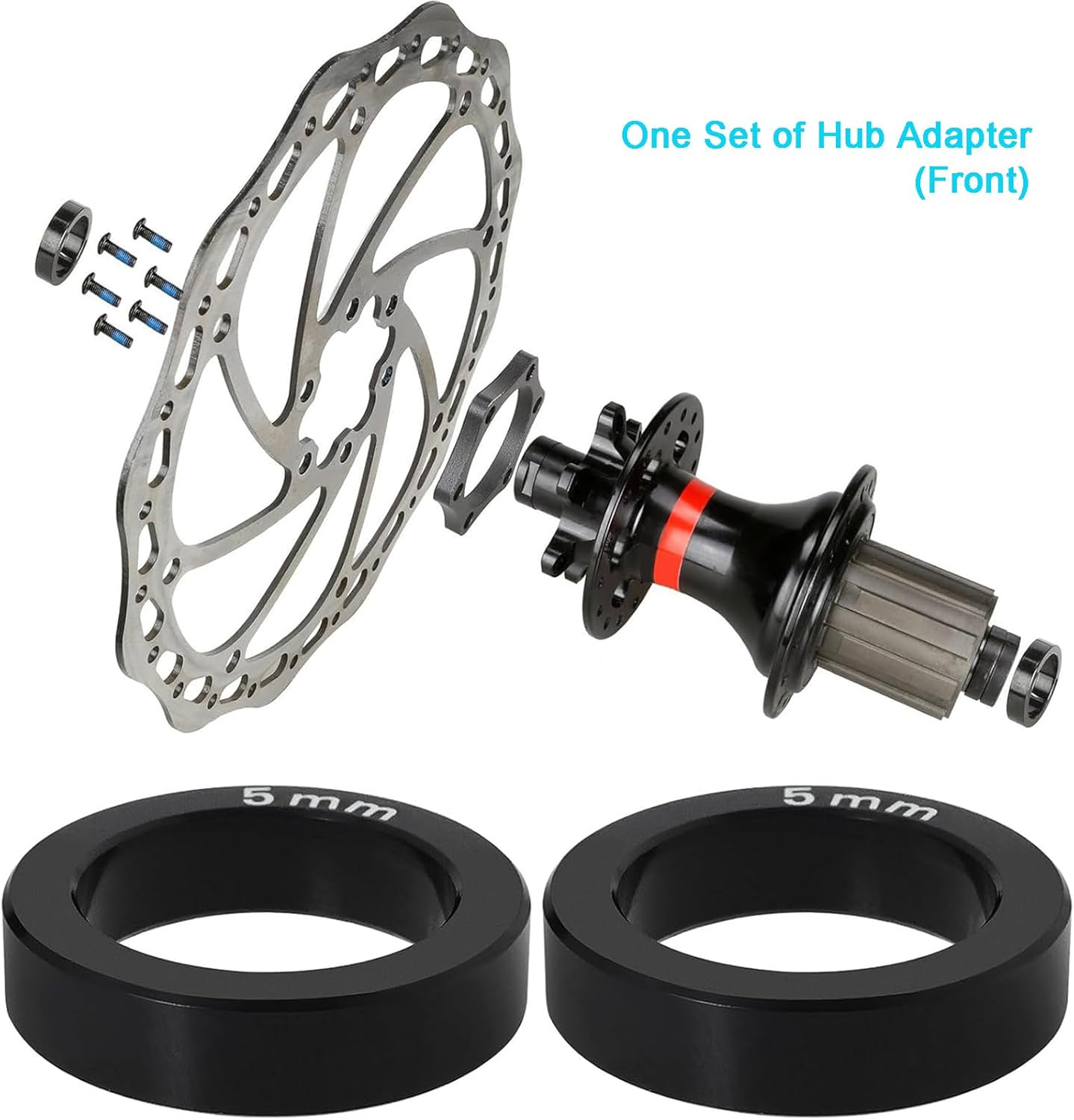1 Set of Bike Hub Adapter Disc Brake 3/5Mm Bicycle Brake Bike Booster Hub Adapter Replacement with Hub Washers Screws Front Bicycle Boost Hub - 3Mm image number 3