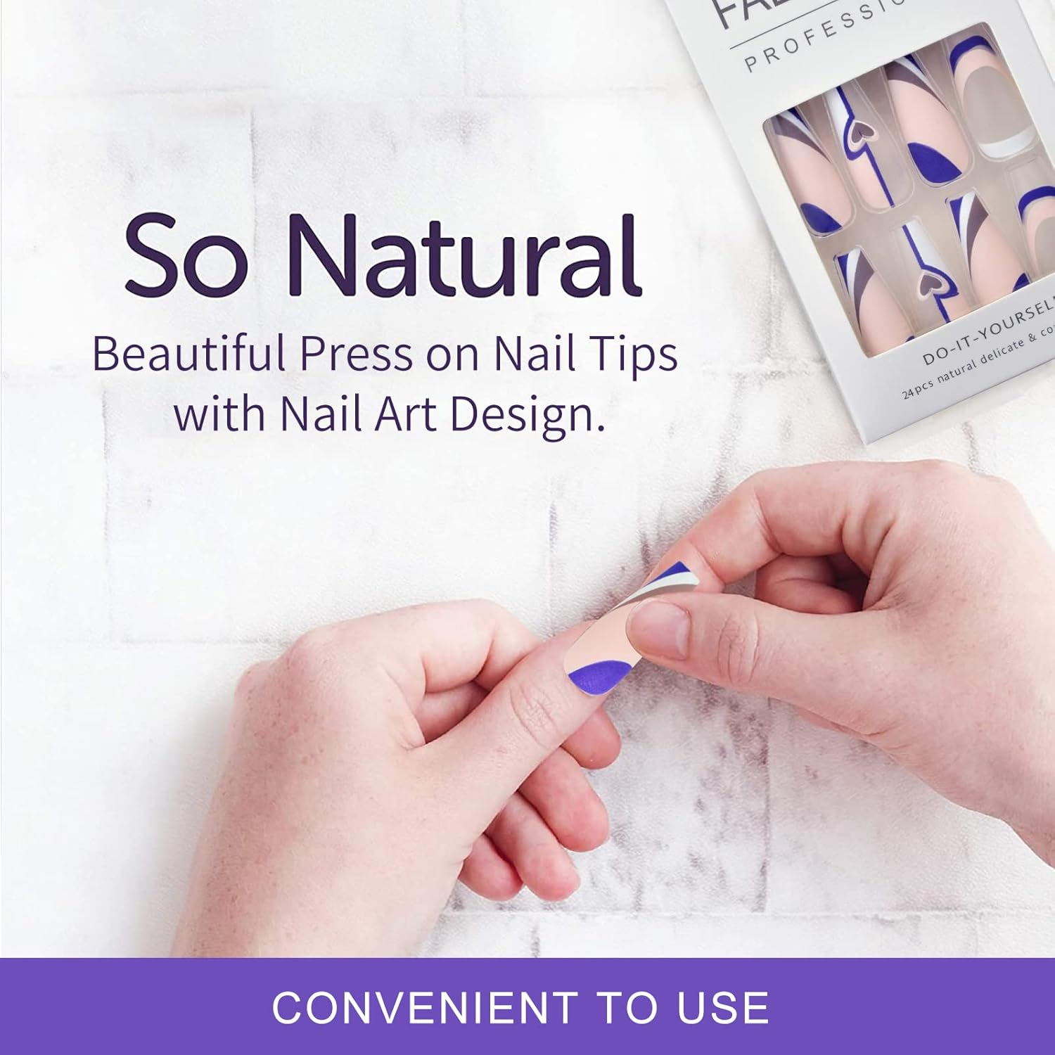 Coffin False Nails Pink False Nails Coffin Medium Length Acrylic Ballerina Press on Nails Full Cover Stick on Nails 24Pcs with Nails Sticker and Nail Glue,Hj-T09 (HJ-T09-01) - Black image number 4