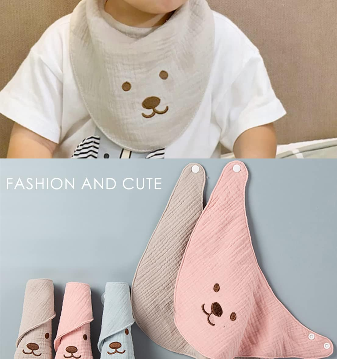 MOMSMENU Baby Bib Infant Bandana Drool Bibs Cotton Super Soft and Absorbent Girls Boys 5 Pack image number 4