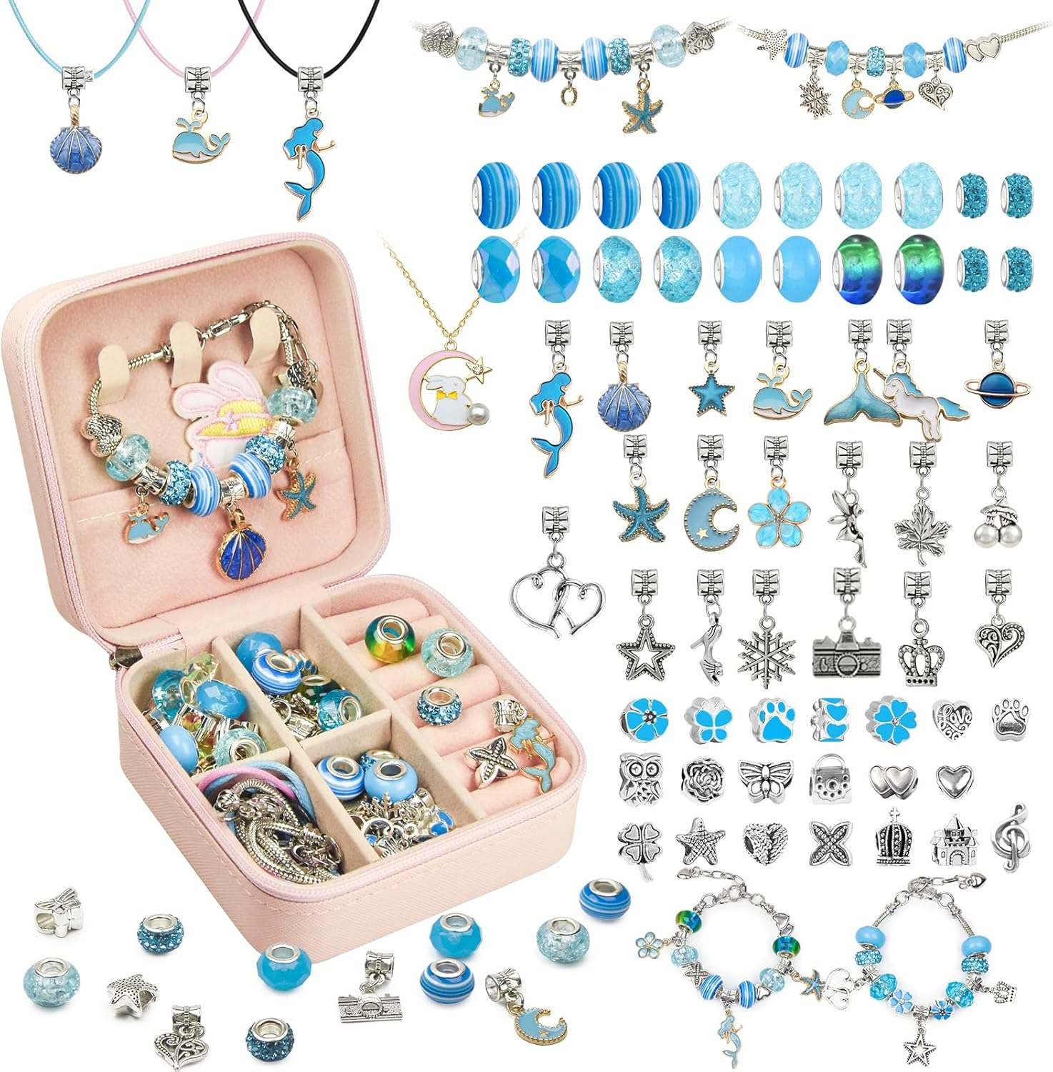 Charm Bracelet Making Kit, 66 Pcs DIY Beaded Jewelry Making Supplies Beads, Bracelet Making Kit for Girls 6-12, Perfect Lovely Gift Birthday (Colorful)