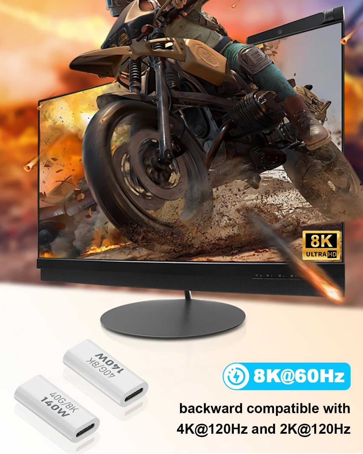 Duttek USB C Coupler 40G, USB C Female to Female Adapter PD 140W, USB C to USB C Adapter with 8K@60Hz Video Display Compatible for Thunderbolt 4/3, Macbook Pro/Air, Ipad, Laptop, Phones (2Pack) image number 1