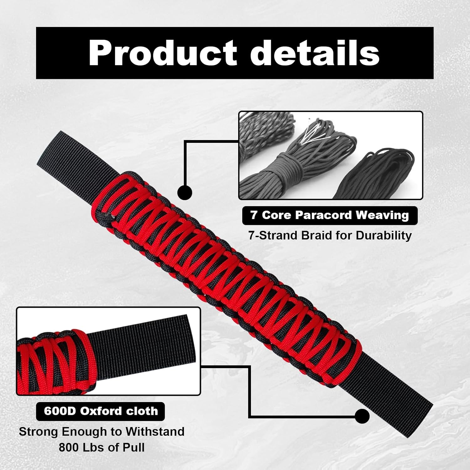 2Pcs Headrest Grab Handles, Car Front Rear Seat Back Roll Bar Grip Handles Kit, Nylon Grab Handl with Headrest Mounted, Heavy Duty Automotive Interior Accessories Universal for SUV Truck Pickup(Red) image number 2