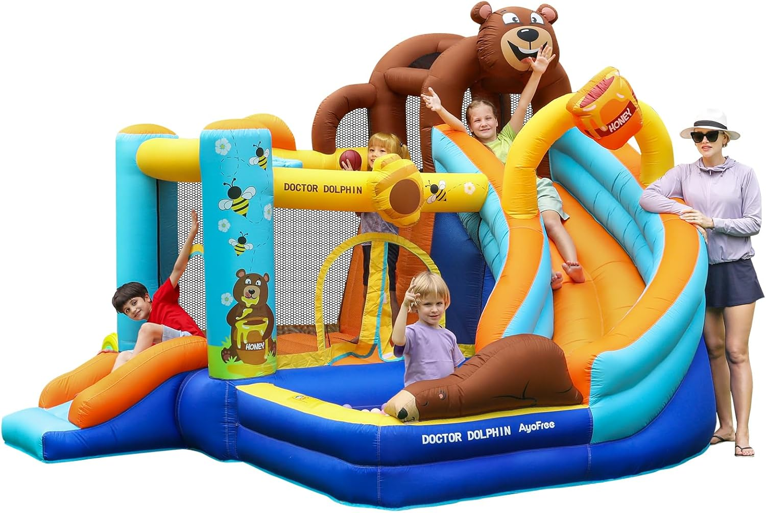 X Doctor Dolphin Inflatable Bounce House for Kids Fun, Double Slide Jumping Inflatable Bouncer Blow up Toddler Bouncy House for Kids 2-12 with Blower Use for Indoor&Outdoor image number 6