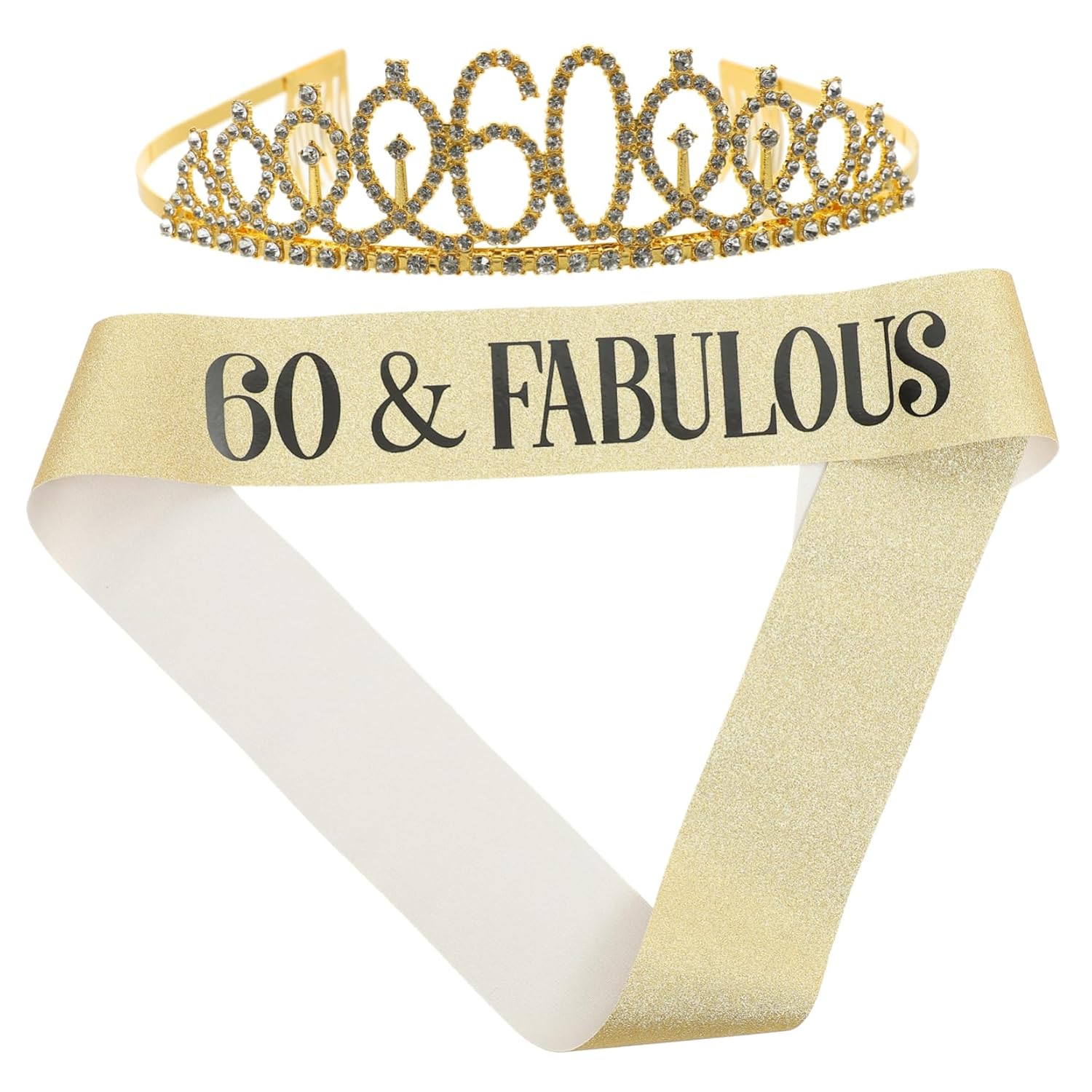Operitacx Fabulous 60 Birthday Party Supplies Women'S Decorative Tiara Crown Sash image number 1