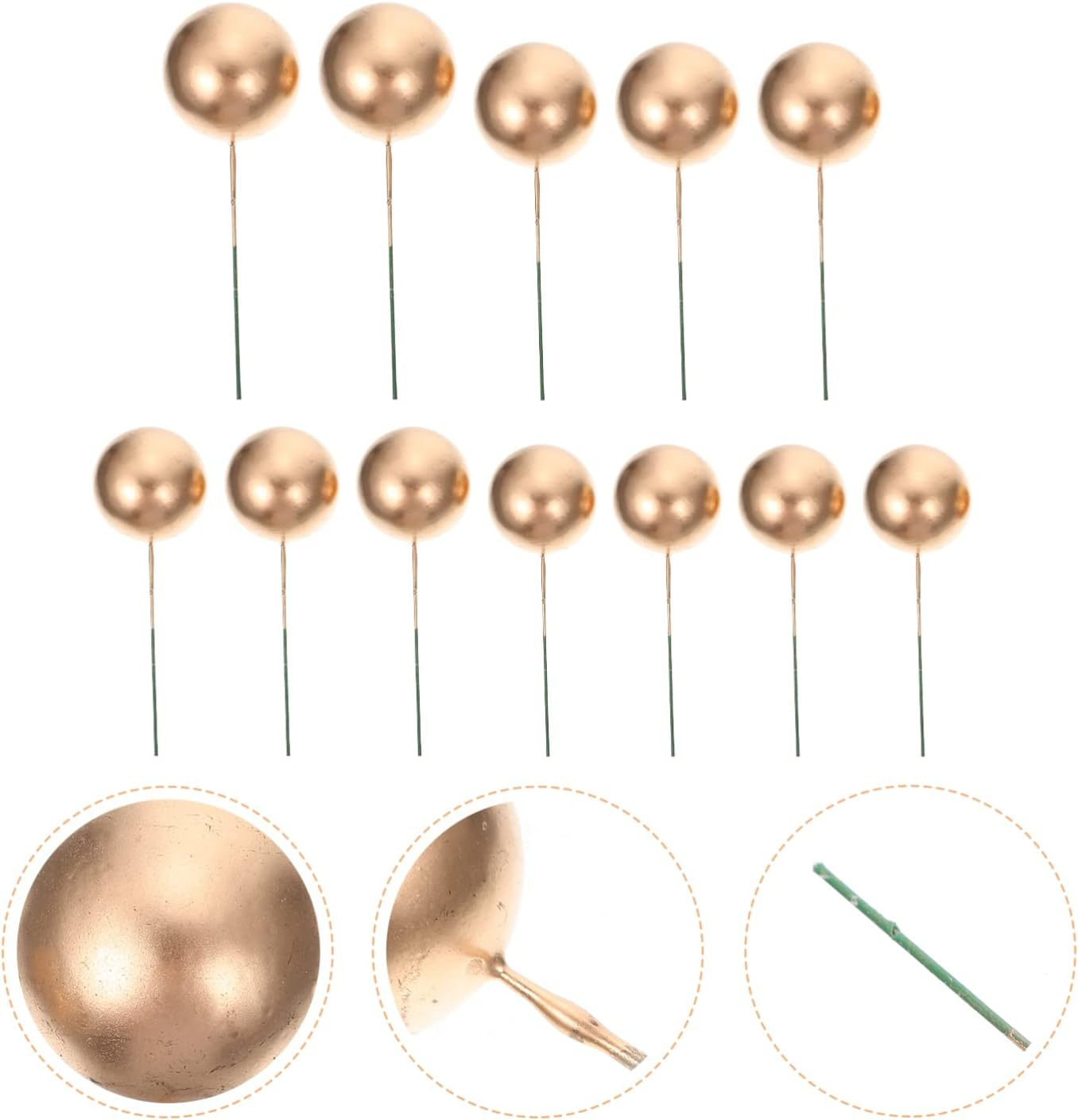 Alipis 12Pcs Creative round Ball Cake Toppers Simple Unique Ball Shaped Cupcake Ornament Baking Gold Decor Cake Picks Decoration for Baking Cup Occasions image number 2