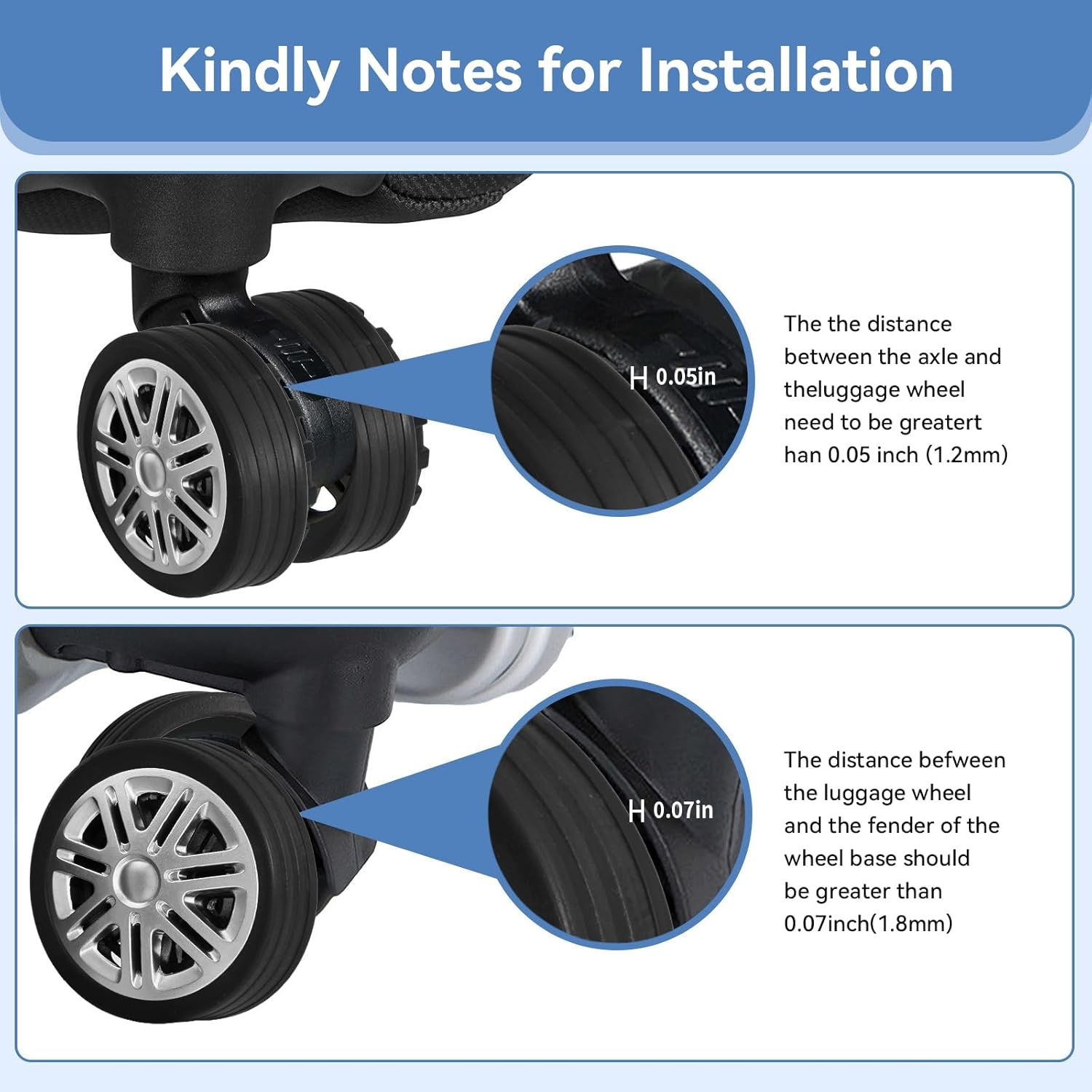 OKAMMY Luggage Wheels Protection Silicone Suitcase Cover - Noise Cancelling Travel Bag Rolling Wheels - Reliable Travel Suitcase Wheel Cover - Durable Tyre Protective Covers for Luggage Bags - 8Pcs image number 2