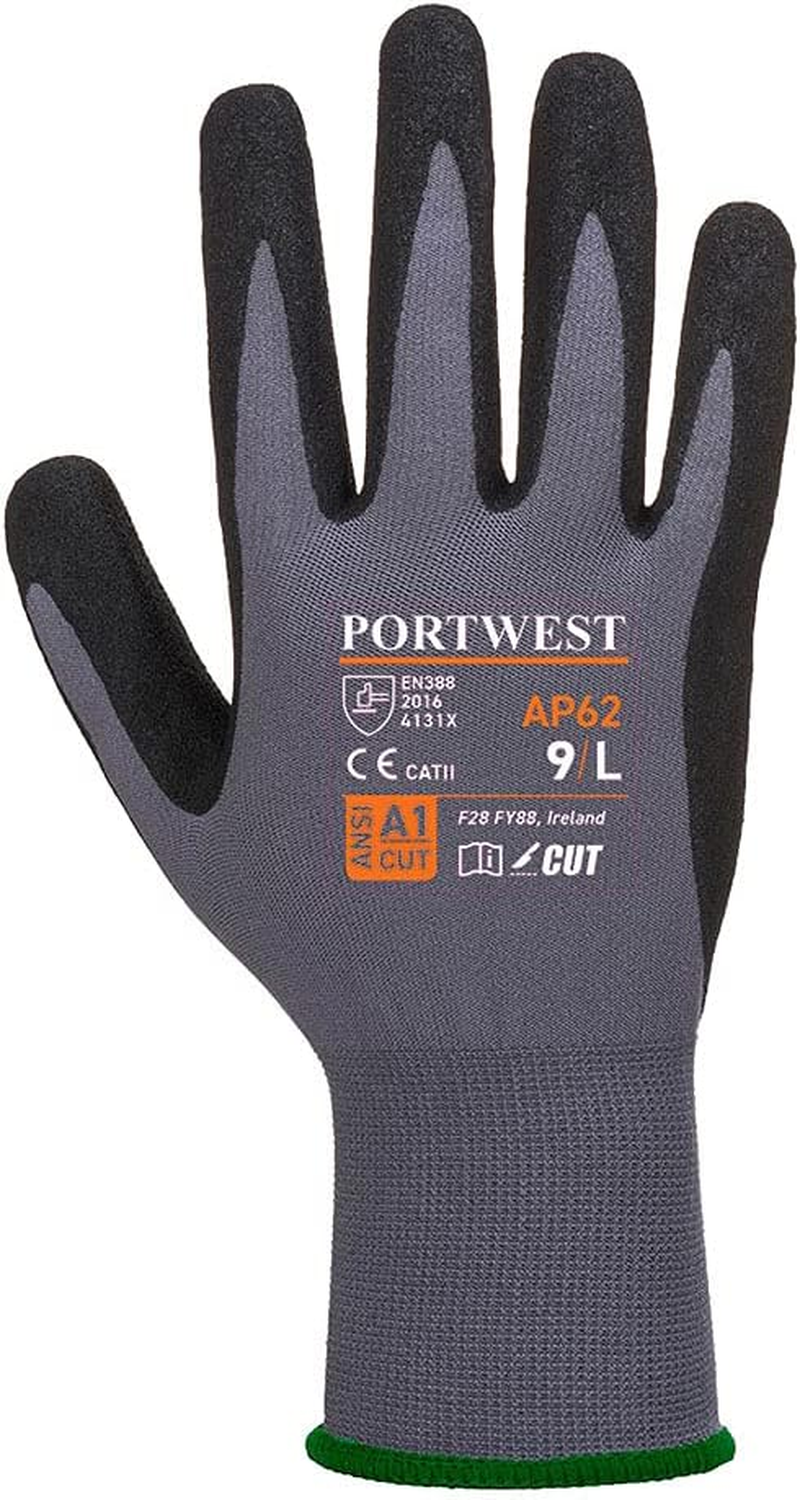 Portwest Unisex Dermiflex Aqua Gloves, Grey, Medium