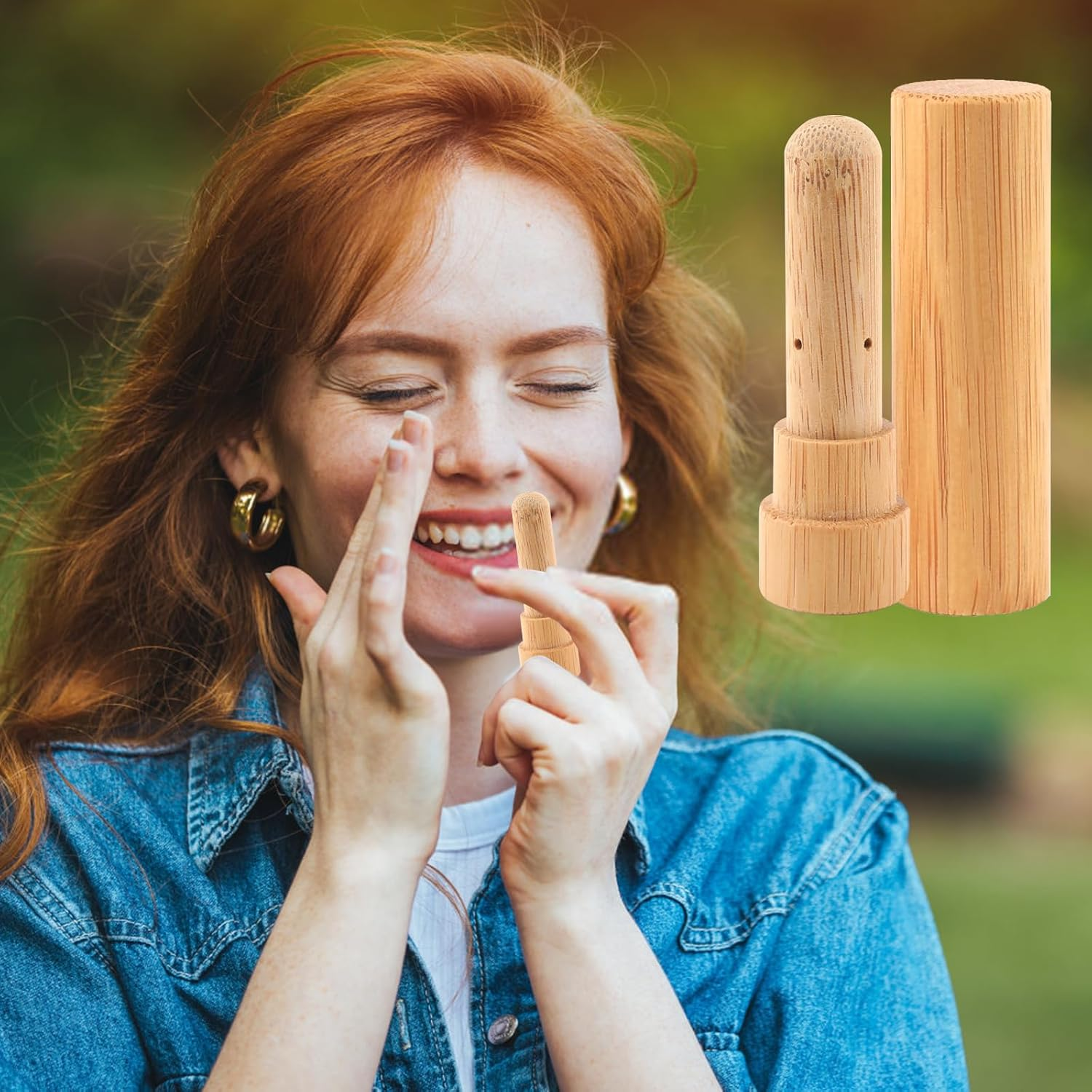 2 Pack Bamboo Nasal Inhaler Tubes with Cotton Wicks, Portable Personal Essential Oils Holder for Travel, Aromatherapy Diffusers, Waterless Diffuser Oil Diffuser Kit image number 2