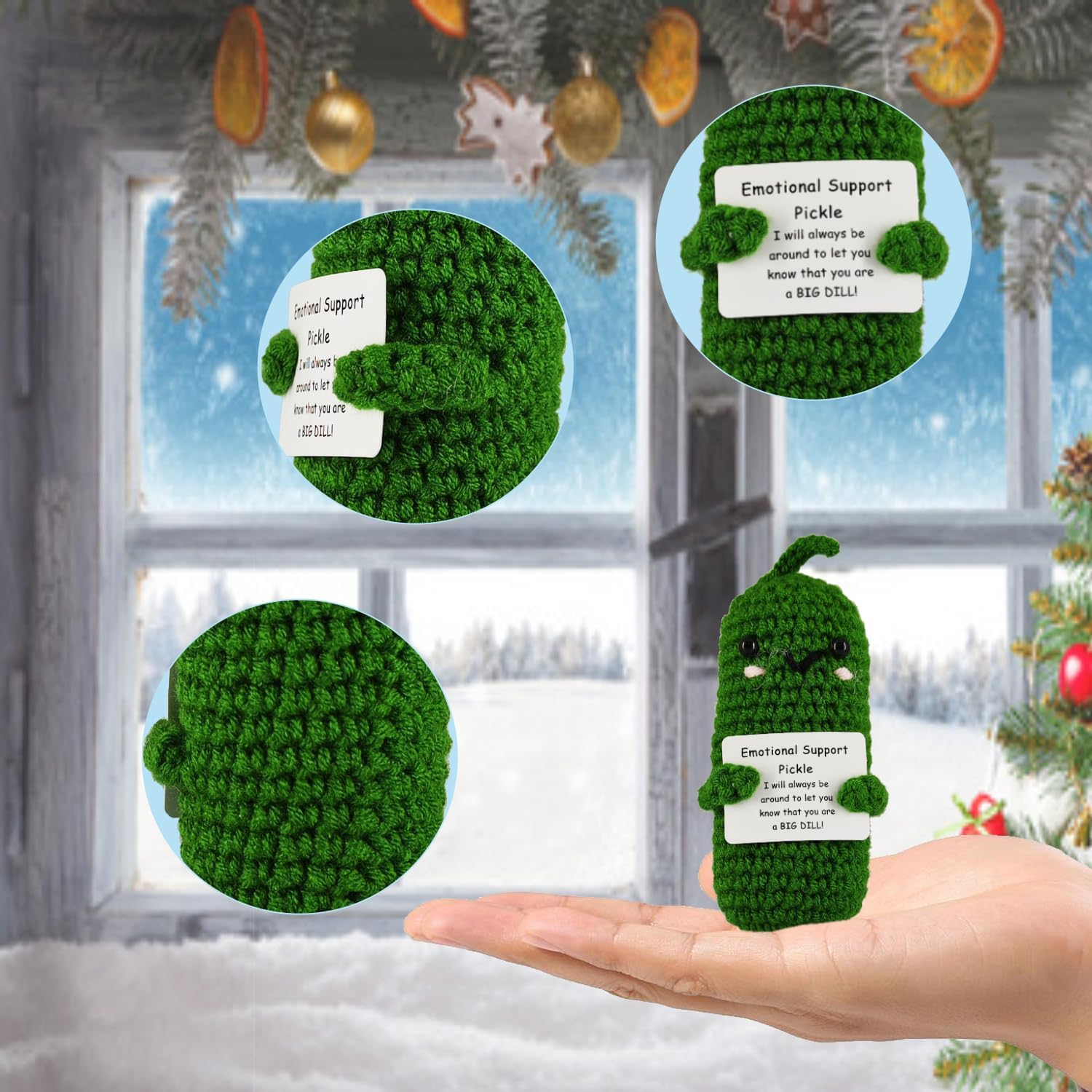 SZMDLX Positive Crochet Potato Cucumber Avocado Carrot, 4PCS Emotional Inspirational Support Cute Stuff, Home Desk Decoration, Funny Handmade Crochet with Positive Card, Encouragement Friends image number 4