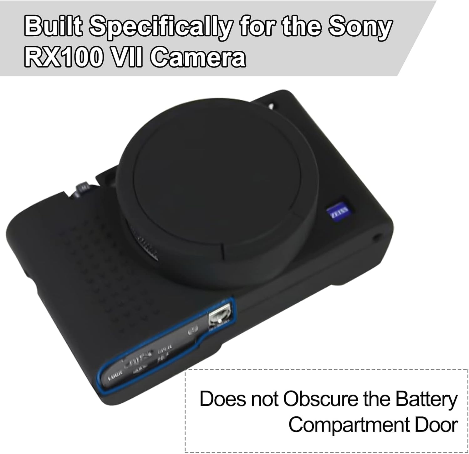 Camera Case for  RX100 VII, Soft Silicone Protective Cover Protector Skin Removable Lens Cover for  DSC-RX100 VII DSC-RX100M7 Digital Camera (Black with Lens Cover) image number 3