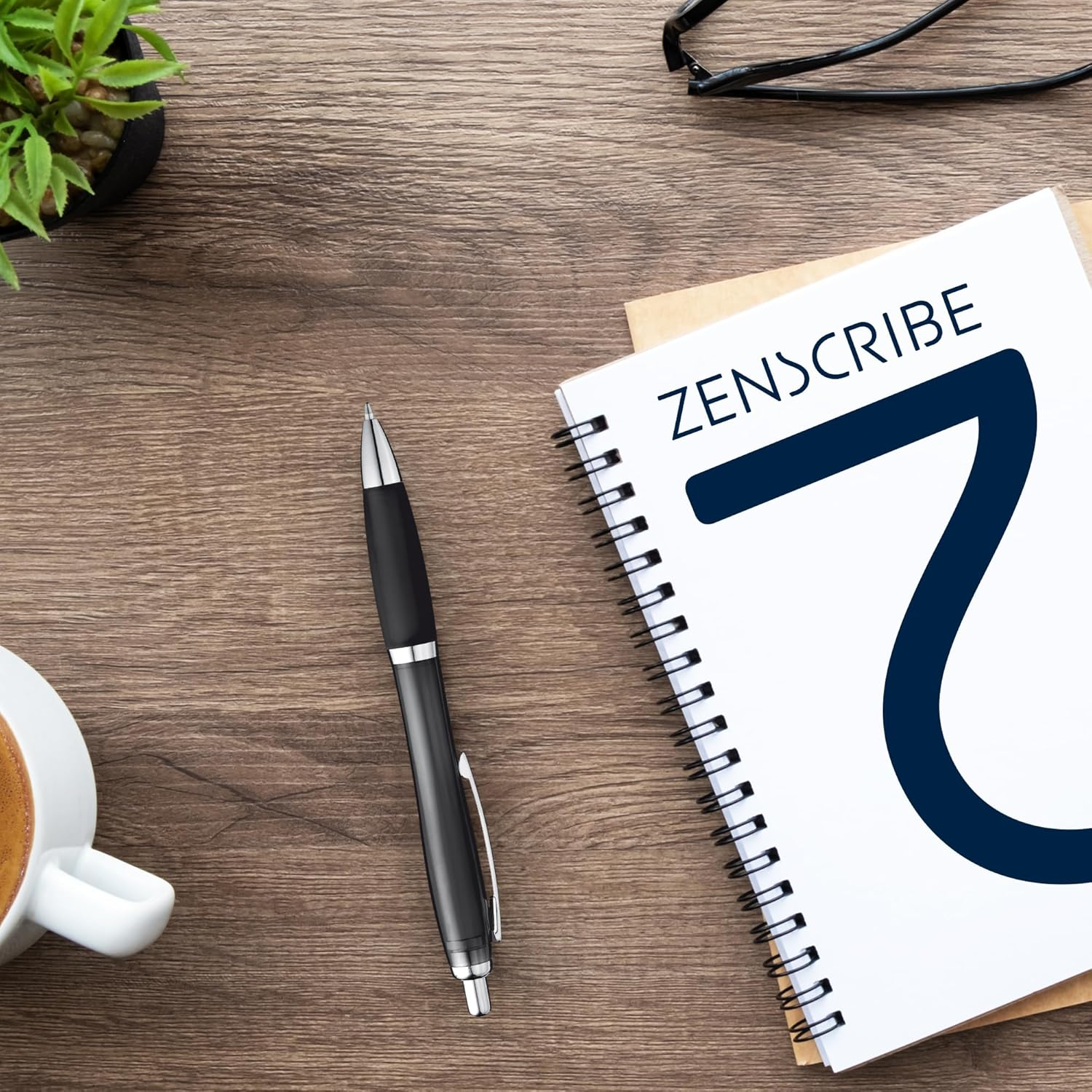 ZENSCRIBE&reg; Ergonomic Ballpoint Pen, Pack of 50, Premium Ballpoint Pen Set, Non-Slip Ballpoint Pen for Easy and Soft Writing, Blue Writing Ballpoint Pen Black image number 6