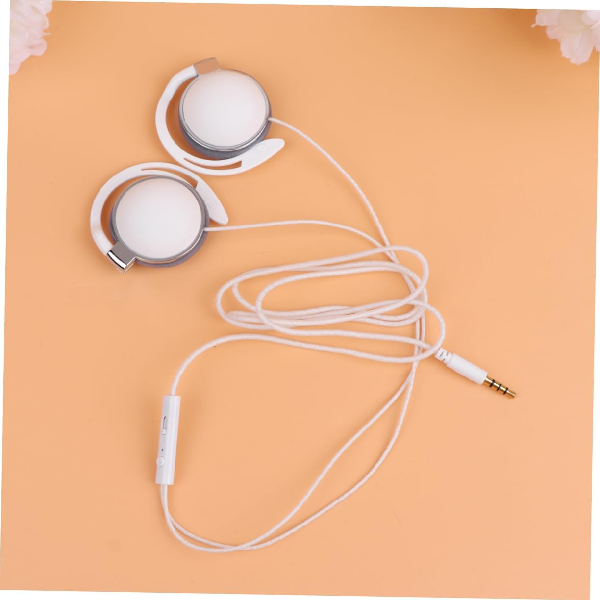 KOMBIUDA Wired Sports Earphone with Microphone White Lightweight over Ear Headset for Sweat Resistant Daily Use Noise Reduction Technology Comfortable Long Term Wear Compatible With image number 3