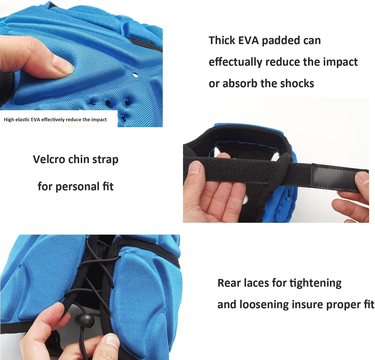 Padded Helmet Protective Headgear for Rugby Football Soccer - Blue image number 5