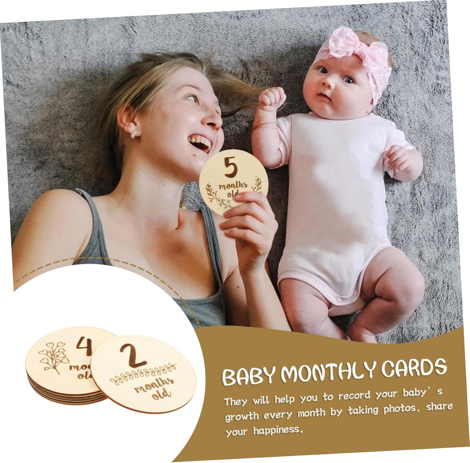 Alasum 6Pcs Double-Sided Photo Props Newborn Photo Props Newborn Cards One Month Baby Card Newborn Baby Cards Baby Monthly Card First Year Growth Card Wood Signs Wooden Ta1 Pearlescent Cd