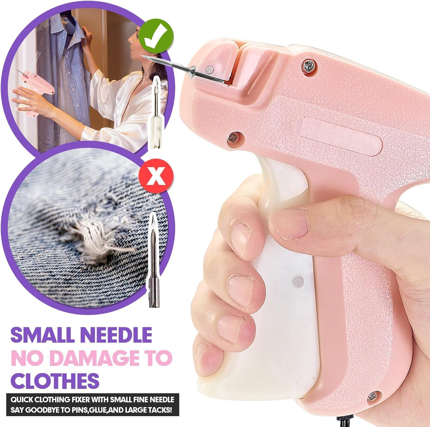 Stitchy Tagging Gun for Clothes - Comes with 50 Luminous Bear Fasteners, 330 Short & 330 Long Glue Needles, Acts as Hand Held Sewing Machine image number 4