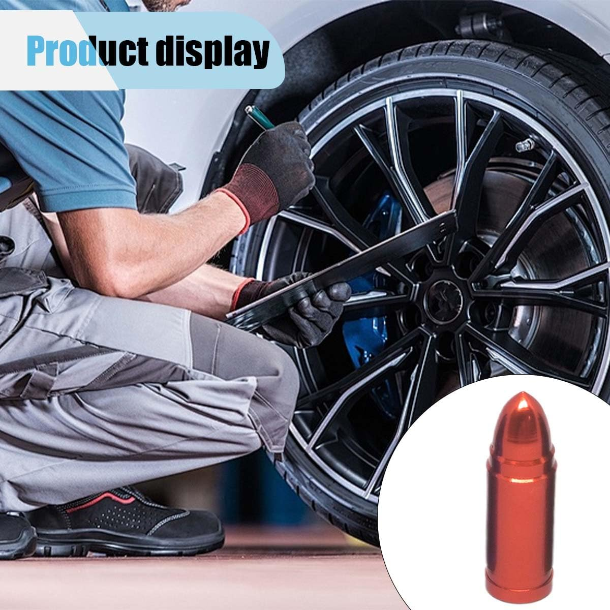 4PCS Bullet Style Tire Valve Stem Caps, Aluminum Alloy Dust Proof Tire Covers, Corrosion Resistant Auto Valve Stem Covers Universal for Trucks Motorcycles Bicycles SUV (Red) image number 6