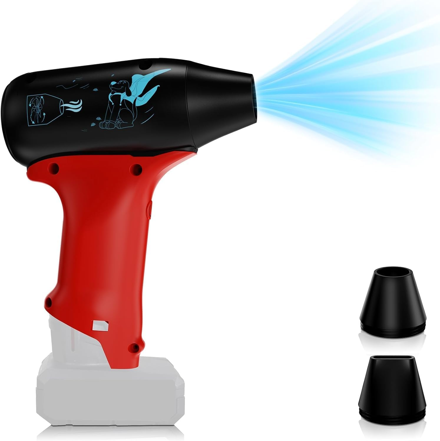 For Milwaukee 18V M18 Lithium-Ion Battery Jet Dry Blower, 130000RPM Cordless Portable Handheld Turbo Jet Fan Blowers for Car, Leaf Blower, Cleaning, Camping, Workshops, Lawns (Battery Not Included) image number 1